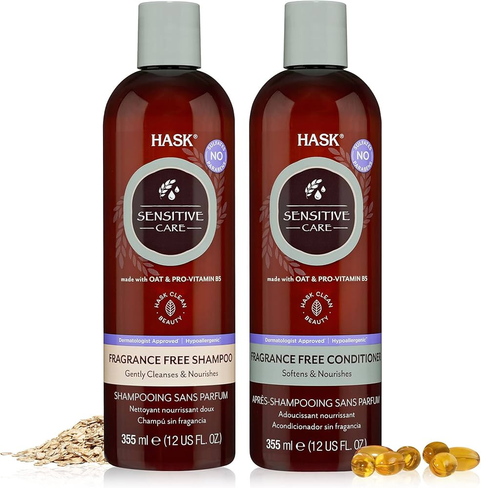 HASK SENSITIVE CARE Shampoo + Conditioner Set Fragrance Free, Vegan, Color Safe, Gluten-Free, Sul... | Amazon (US)