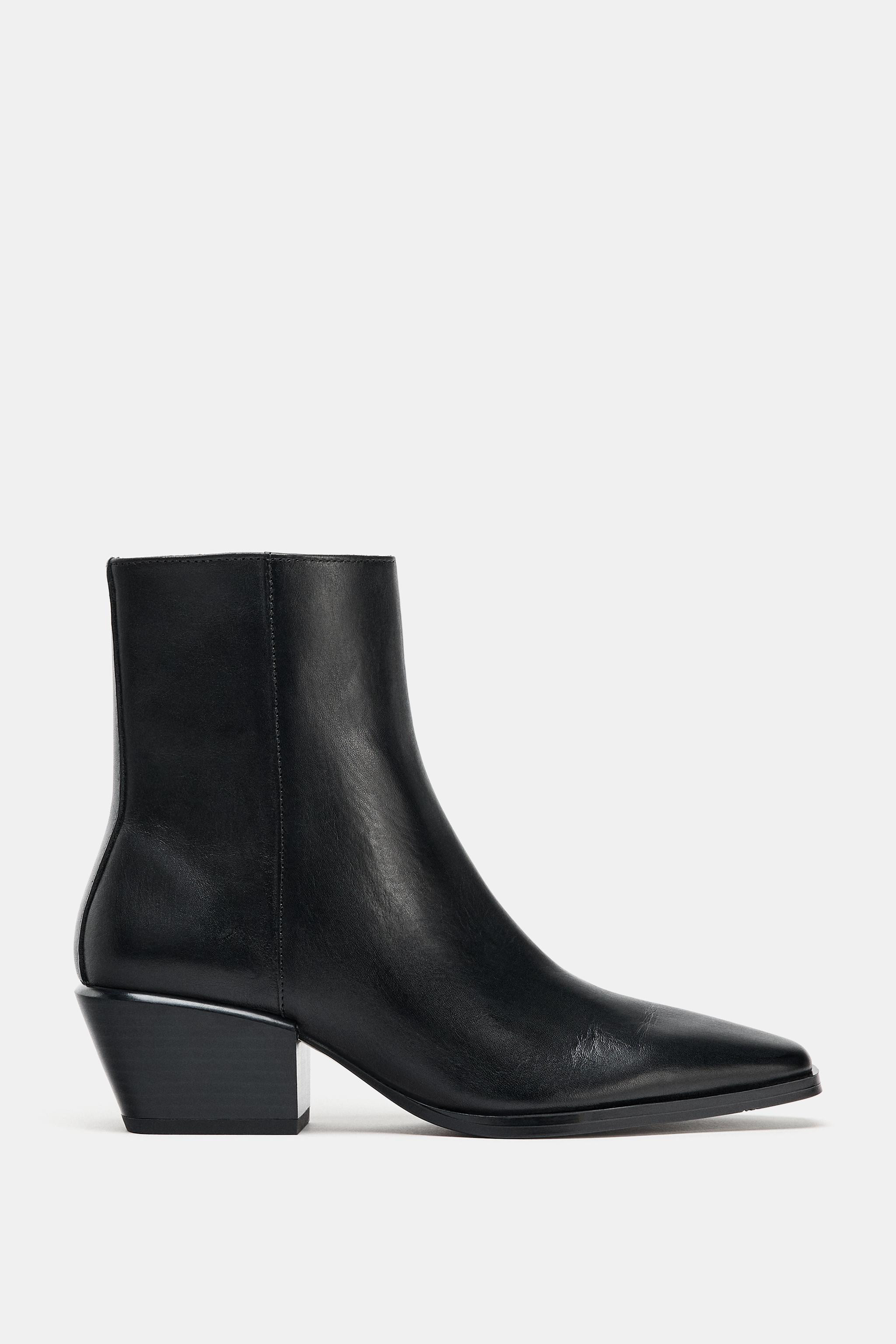 WIDE LEATHER ANKLE BOOTS | Zara US