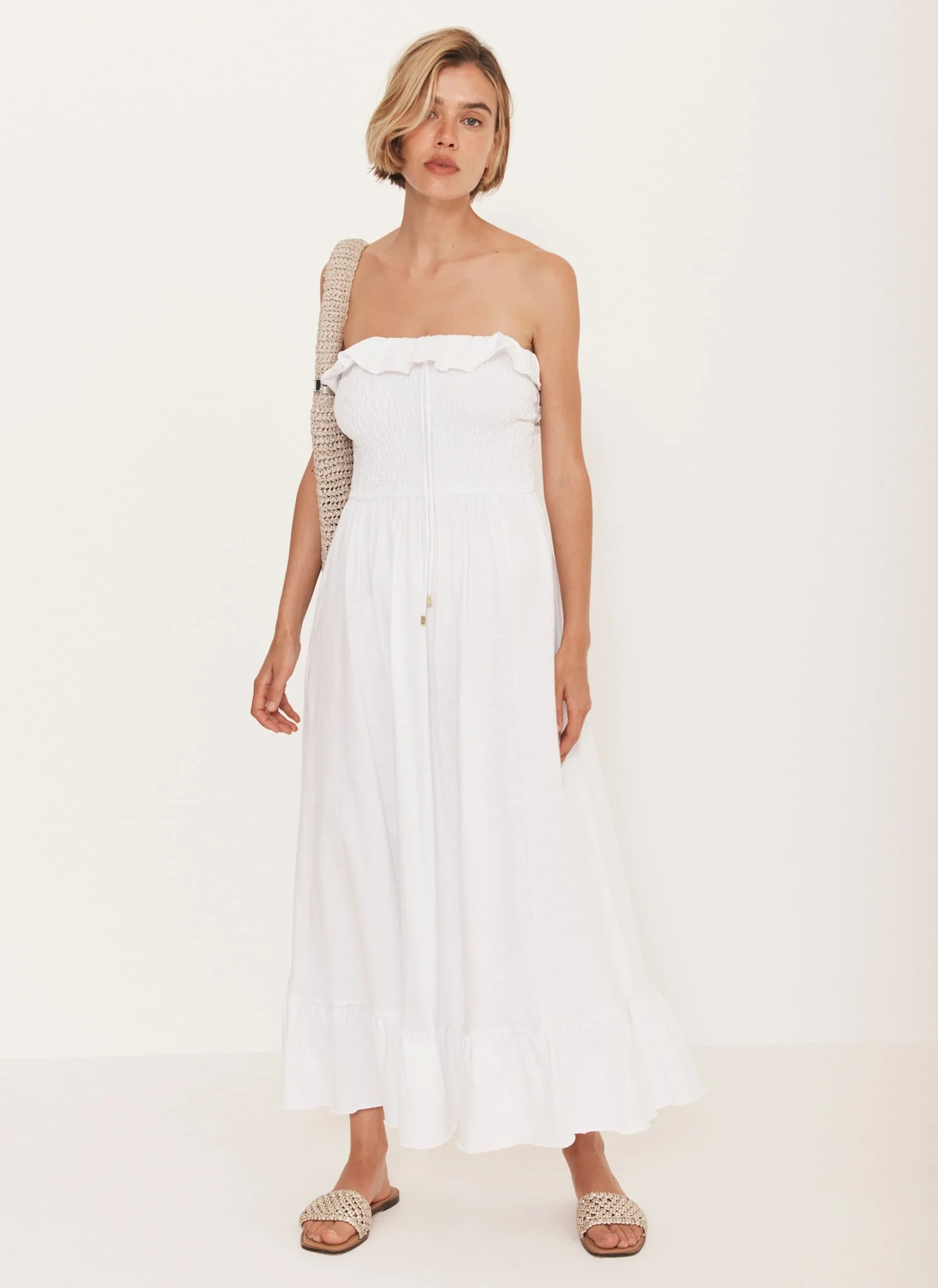 White Bandeau Midi Dress | Mint Velvet