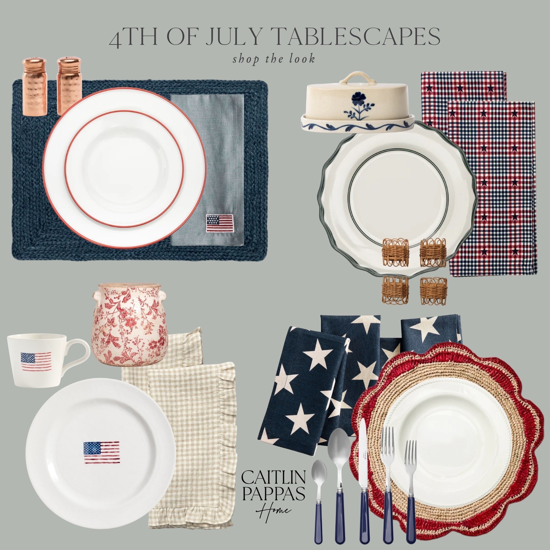 4th of July tablescape inspo 🇺🇸 If you’re hosting an Americana themed dinner party or a summer cookout, shop these beautiful red, white, and blue favorites!