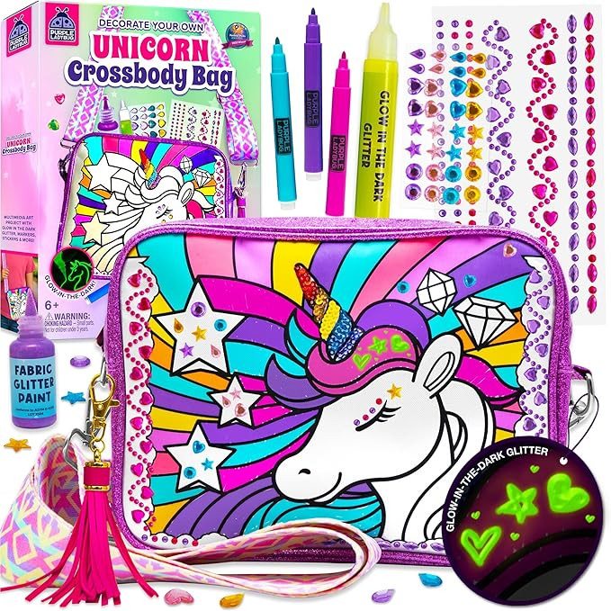 Decorate Your Own Unicorn Crossbody Bag Kit - Christmas Gifts for Girls with Glow-in-the-Dark Gli... | Amazon (US)