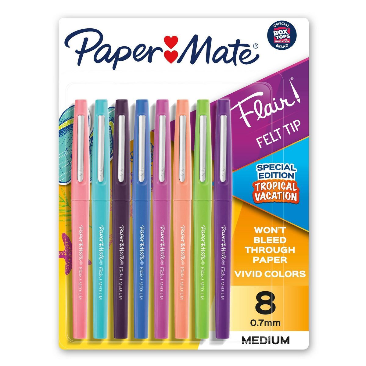 Paper Mate Flair 8pk Tropical Vacation Felt Pens 0.7mm Medium Tip Multicolored | Target