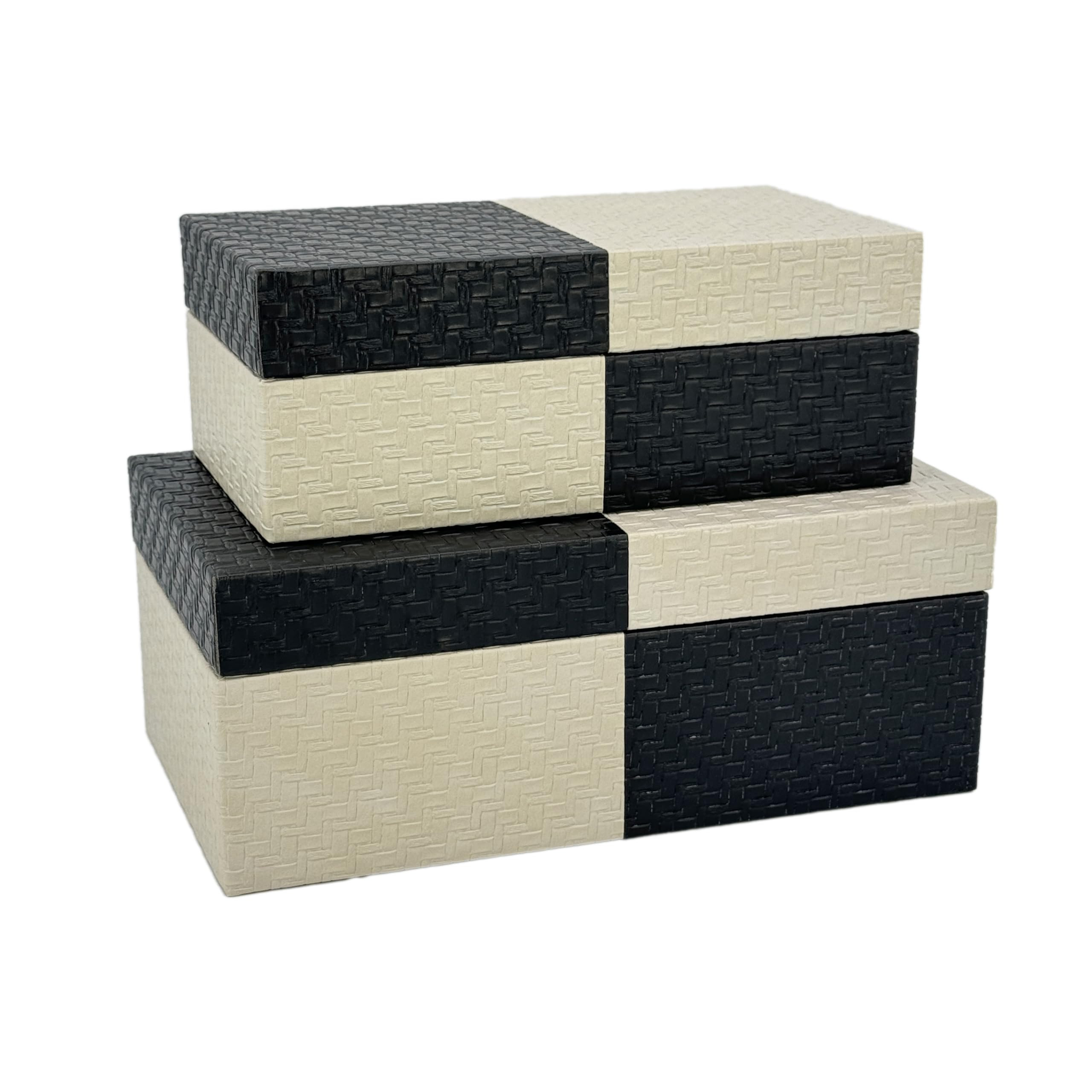 Galt International Vegan Leather Decorative Storage Boxes Large & Small Box w/Hinged Lid - Black ... | Amazon (US)