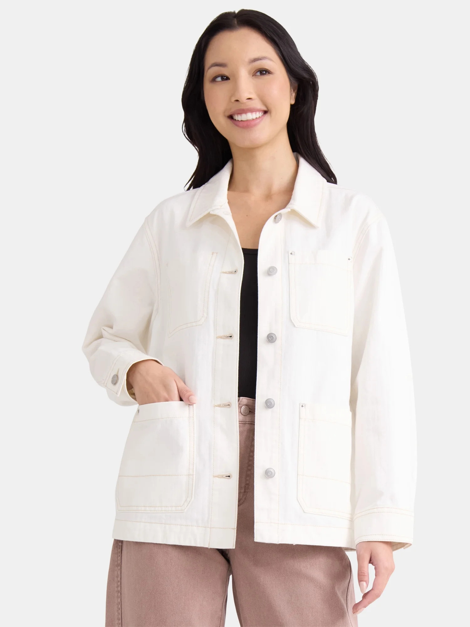 Time and Tru Women's and Women’s Plus Denim Utility Jacket, Sizes XS-4X | Walmart (US)