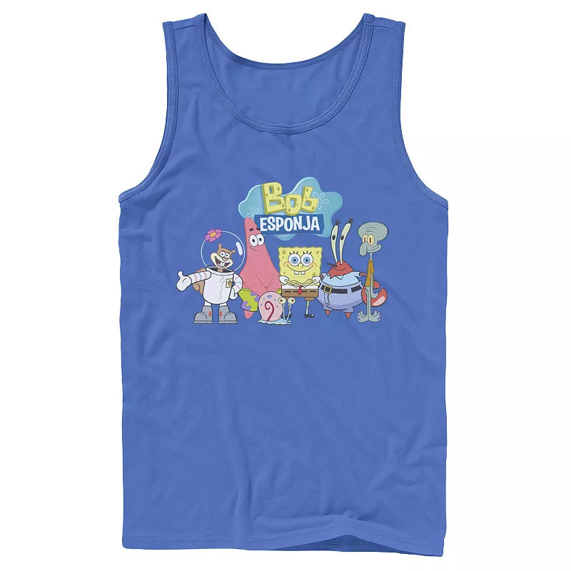 Men's Nickelodeon SpongeBob SquarePants Bob Esponja Happy Group Shot Graphic Tank Top, Size: XXL, Royal | Kohl's