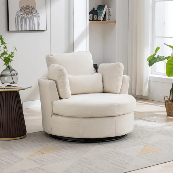 Achorn 42.26" W Polyester Recessed Arm Swivel Barrel Chair | Wayfair North America