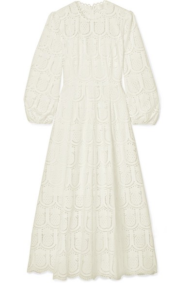 Zimmermann - Wayfarer Broderie Anglaise Cotton Midi Dress - White | NET-A-PORTER (US)