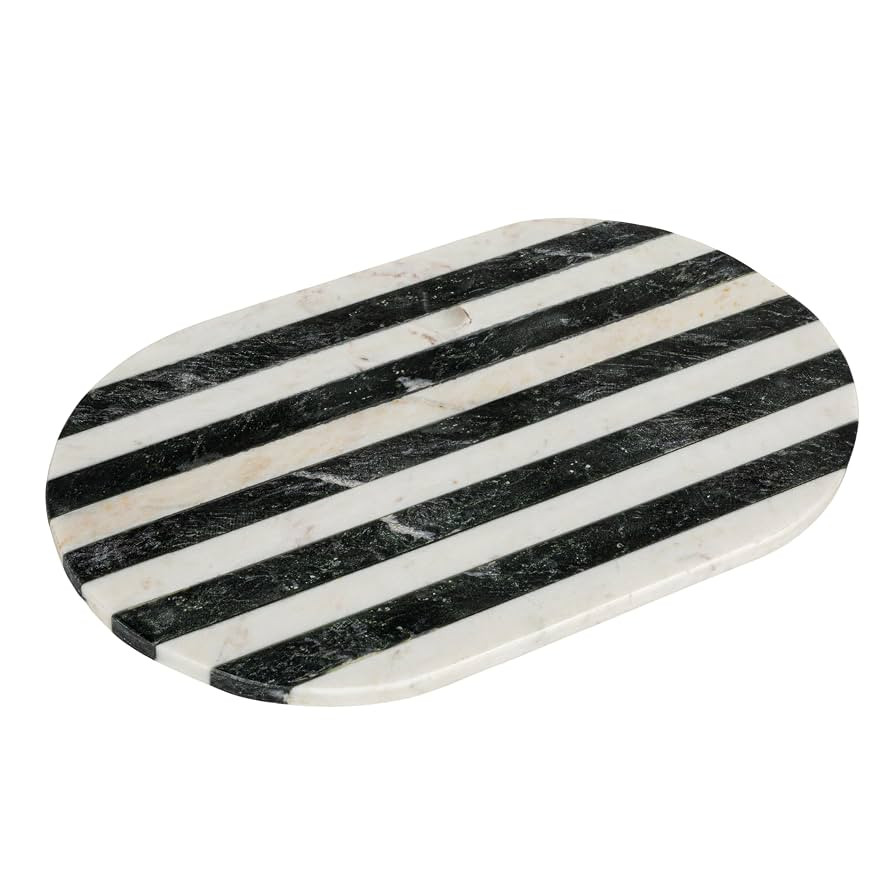 Bloomingville Marble Cheese and Cutting Board with Stripes, Black and White | Amazon (US)