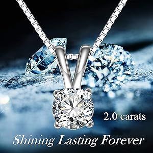 925 Sterling Silver 5A Cubic Zirconia Necklace Solitaire Pendant Necklace for Women Girl | Amazon (US)