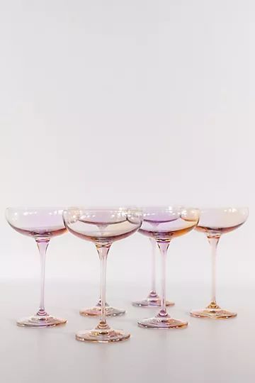 Estelle Colored Glass Iridescent Champagne Coupe Set | Anthropologie (US)
