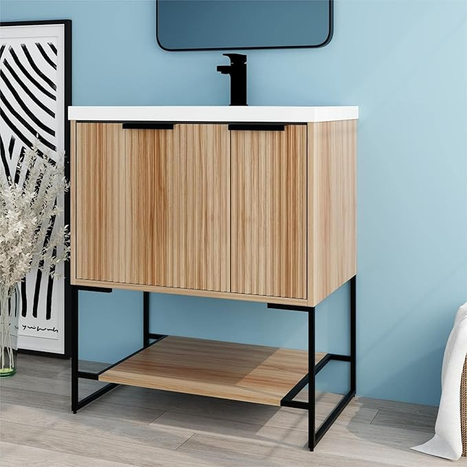 30" Freestanding Bathroom Vanity with Sink, 30 inch Single Floor Standing Bathroom Vanity, Modern... | Amazon (US)