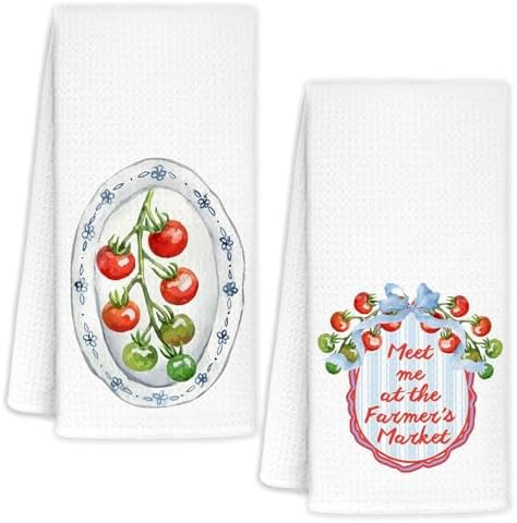 Tomato Kitchen Towels Set of 2, Italian Tomato Dish Tea Towels for Kitchen, Tomatos Decor Hand To... | Amazon (US)