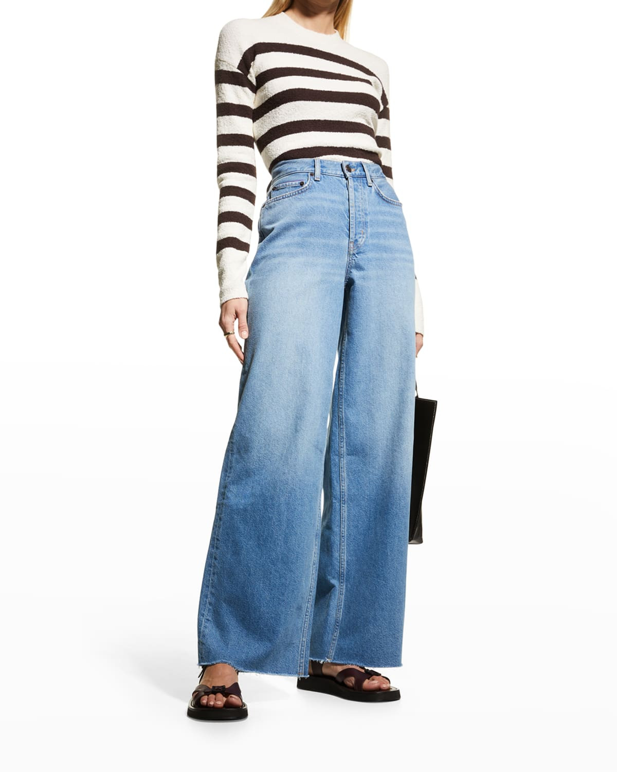 The Getty Wide-Leg Raw Hem Jeans | Neiman Marcus