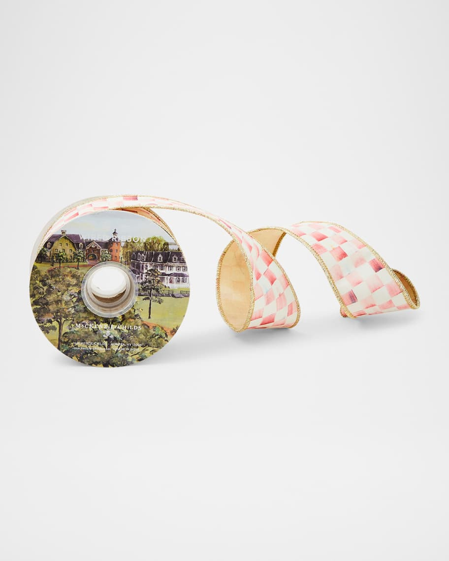 MacKenzie-Childs Rosy Check Ribbon, 2" x 10 Yards | Neiman Marcus