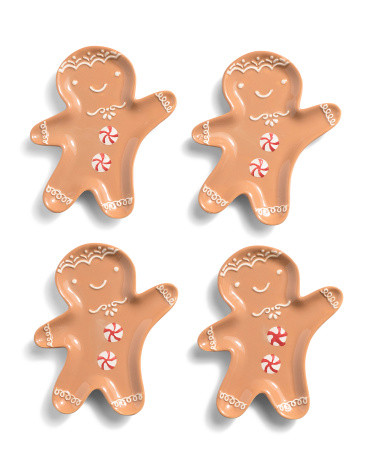 4pk Gingerbread Man Appetizer Plates | TJ Maxx