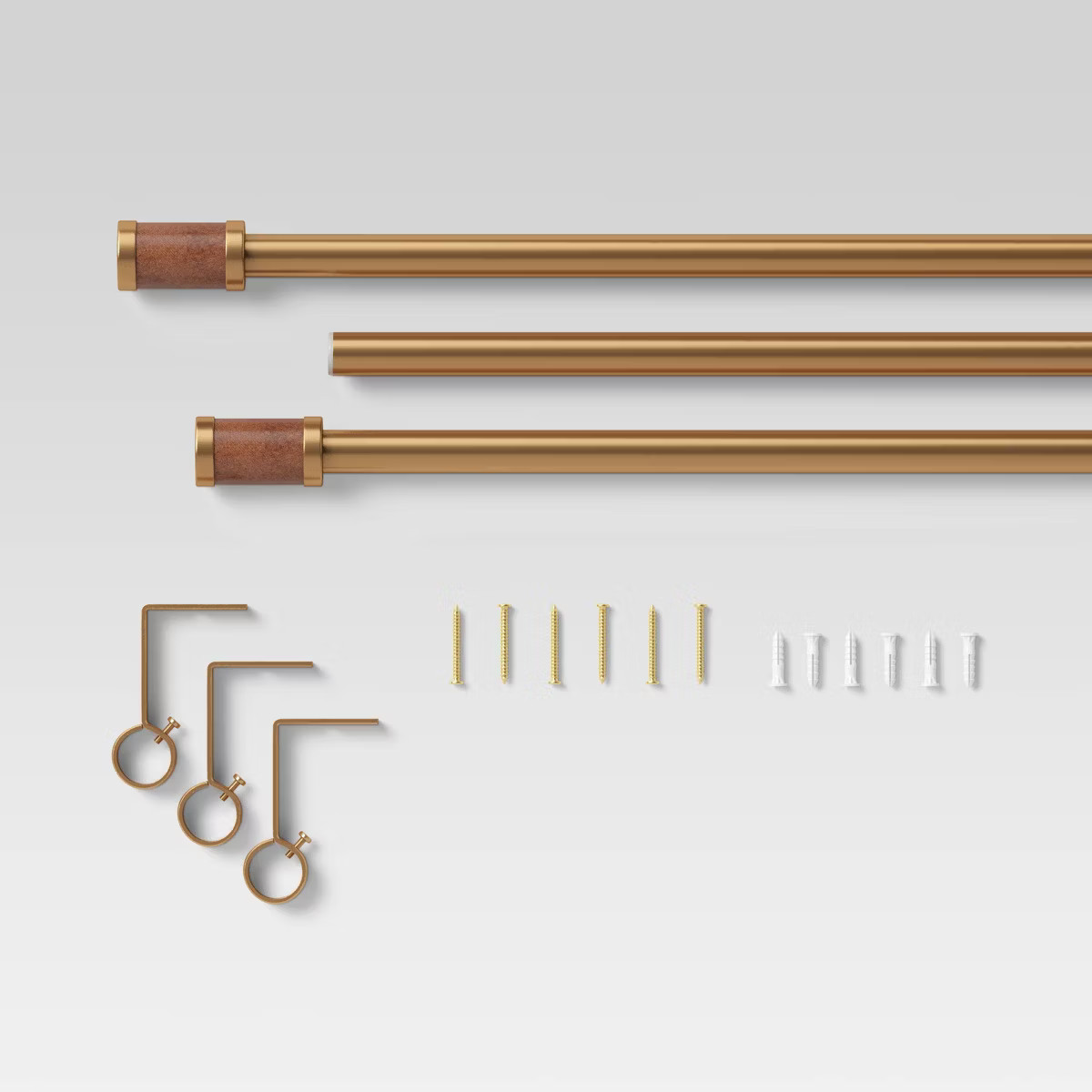Faux Leather Cylinder Plated Curtain Rod Brass - Threshold™ | Target