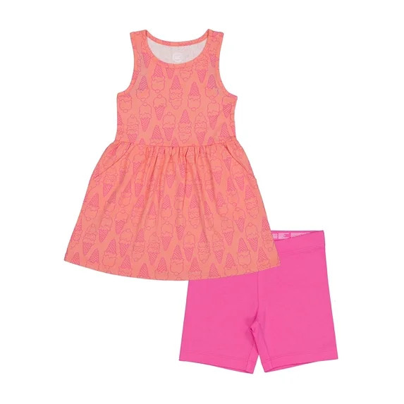 Wonder Nation Girls Play Dress and Short 2 Piece Set, Sizes XS-XLP | Walmart (US)