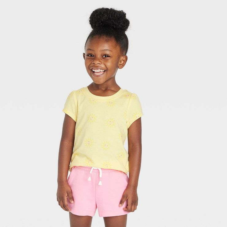 Toddler Girls' Sun Short Sleeve T-Shirt - Cat & Jack™ Light Yellow | Target