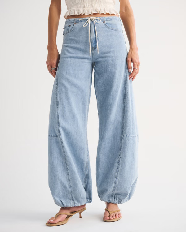 Linen-Blend High Rise Balloon Jean | Abercrombie & Fitch (US)