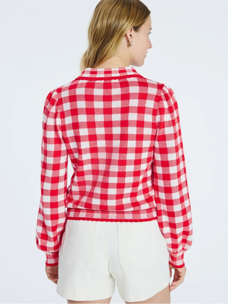 Free Assembly Women's Collared Sweater with Long Puff Sleeves, Midweight, Sizes XS-XXL | Walmart (US)