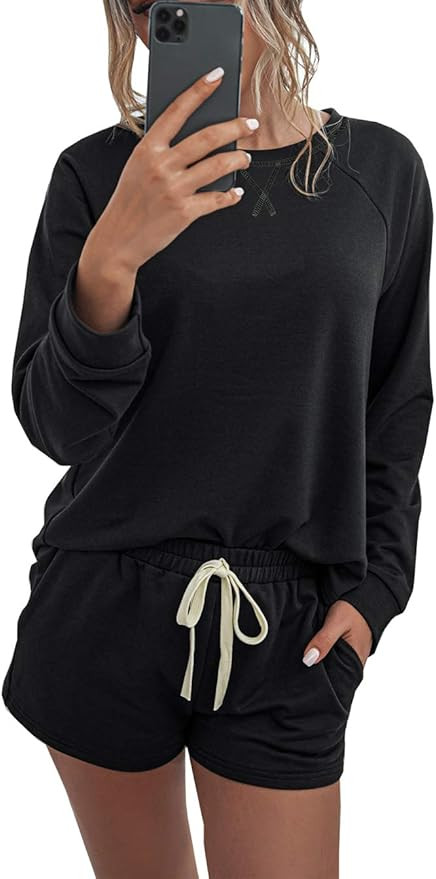 PRETTYGARDEN Women’s Tie Dye Printed Pajamas Set Long Sleeve Tops With Shorts Lounge Set Casual... | Amazon (US)