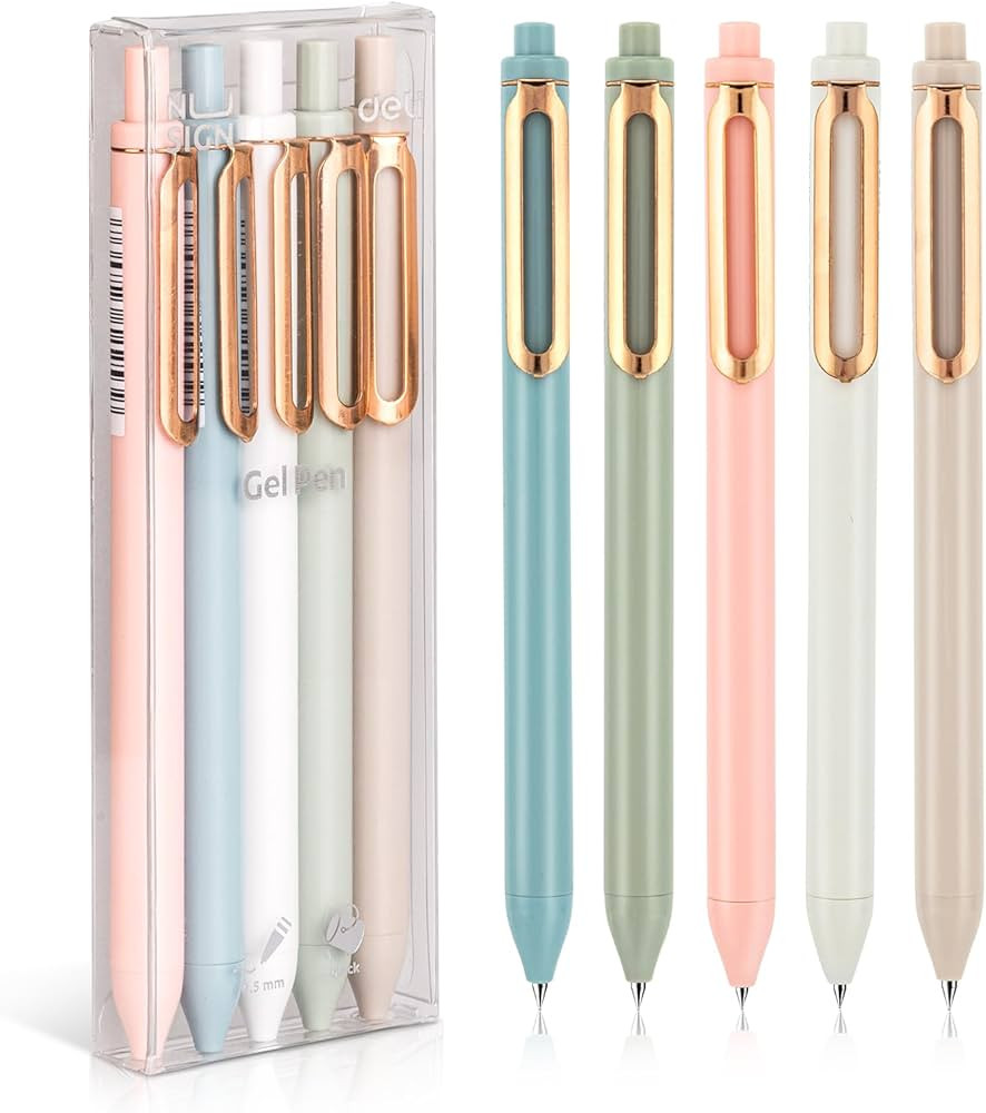 NUSIGN Gel Pens, 5 Pcs 0.5mm Retractable Quick Dry Black Ink Fine Point Rolling Ball Gel Pen, Smo... | Amazon (US)