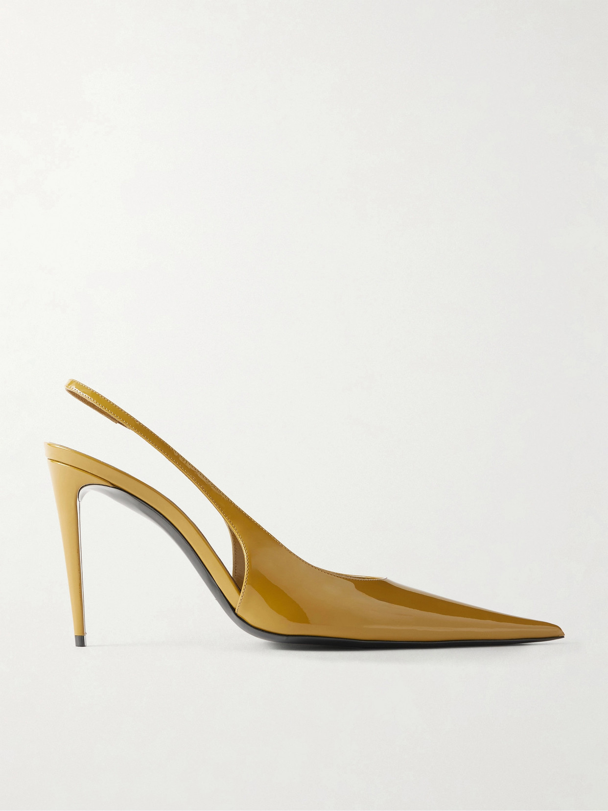 SAINT LAURENT - Guermantes Patent-leather Slingback Pumps - Green | NET-A-PORTER (US)