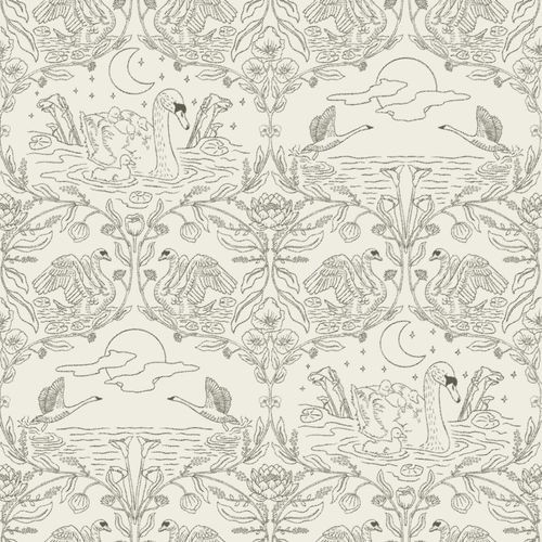 Wallpaper in Swan Song - version 2 - cream - mid scale | Spoonflower