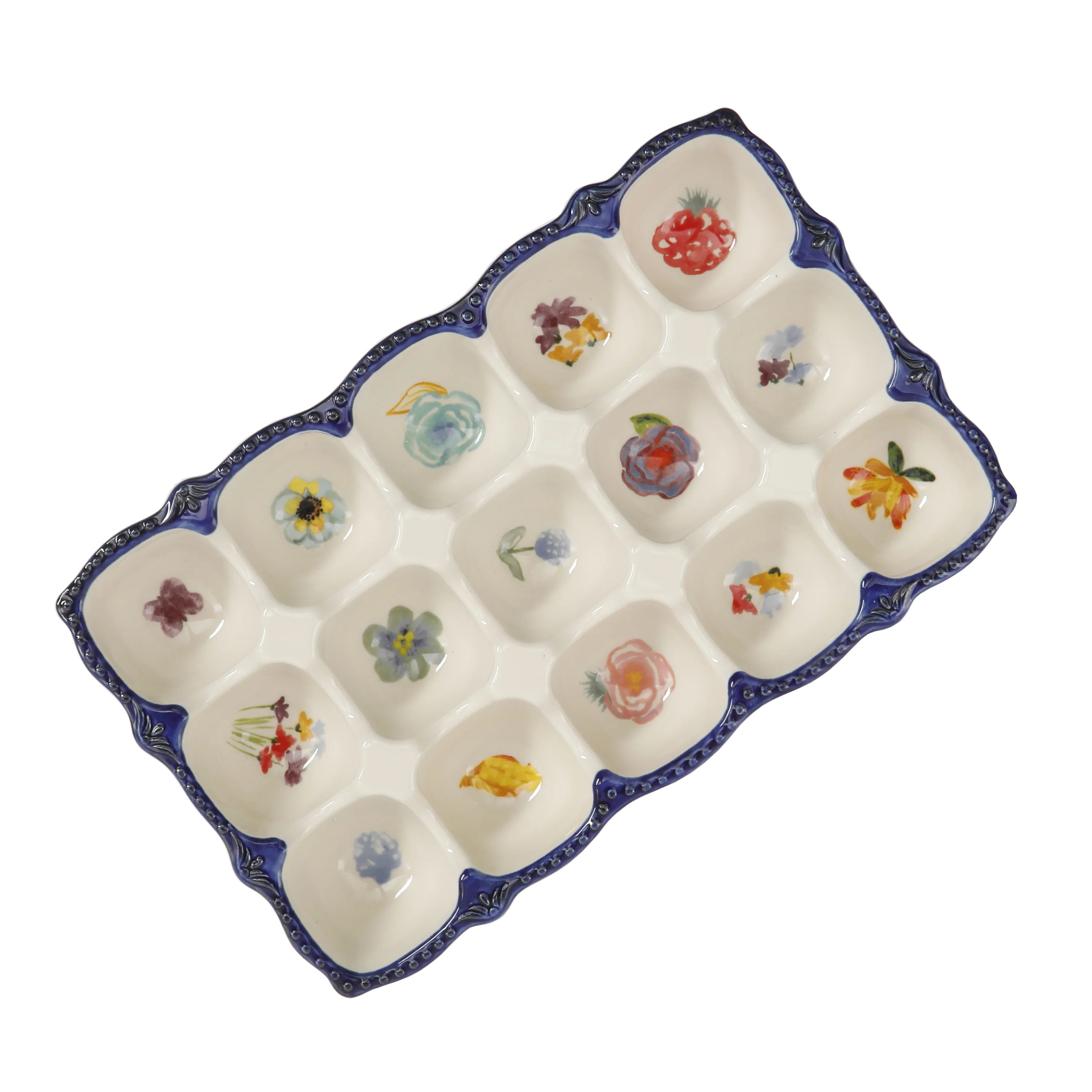 The Pioneer Woman Celia Stoneware 15-Egg Holder in Floral - Walmart.com | Walmart (US)