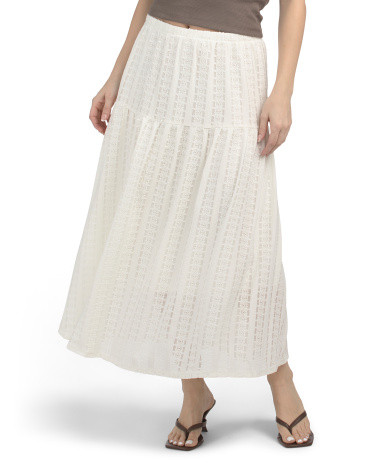 Embroidered Textured Midi Skirt | Marshalls