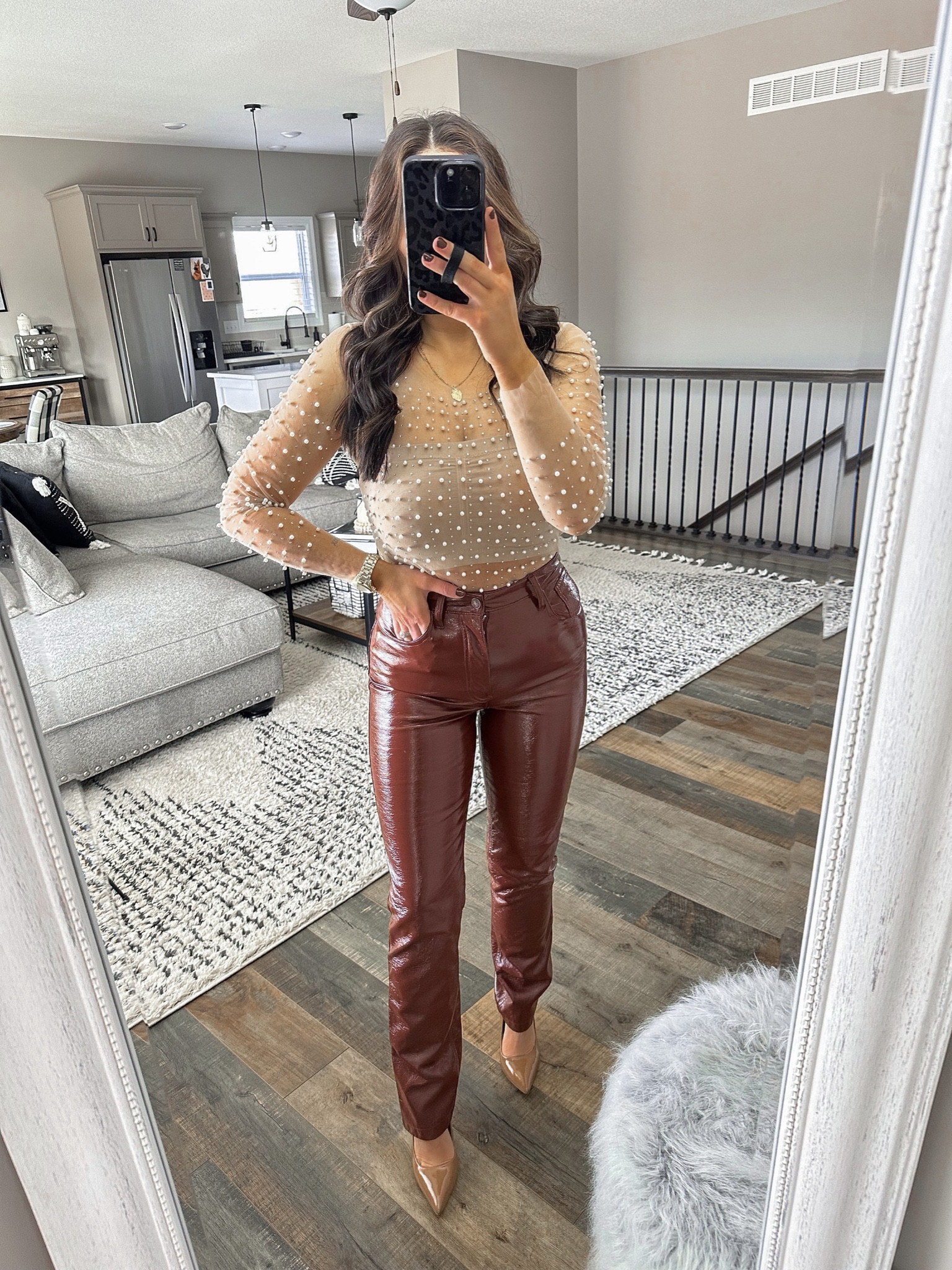 Top — 4
Pants — 25

Nude heels | mesh top | Pearl top | patent leather pants | rust leather pants | abercrombie pants | sheer top | going out top | going out outfit | date night outfit | vegas outfit | bar outfit 



#LTKstyletip #LTKunder50 #LTKshoecrush