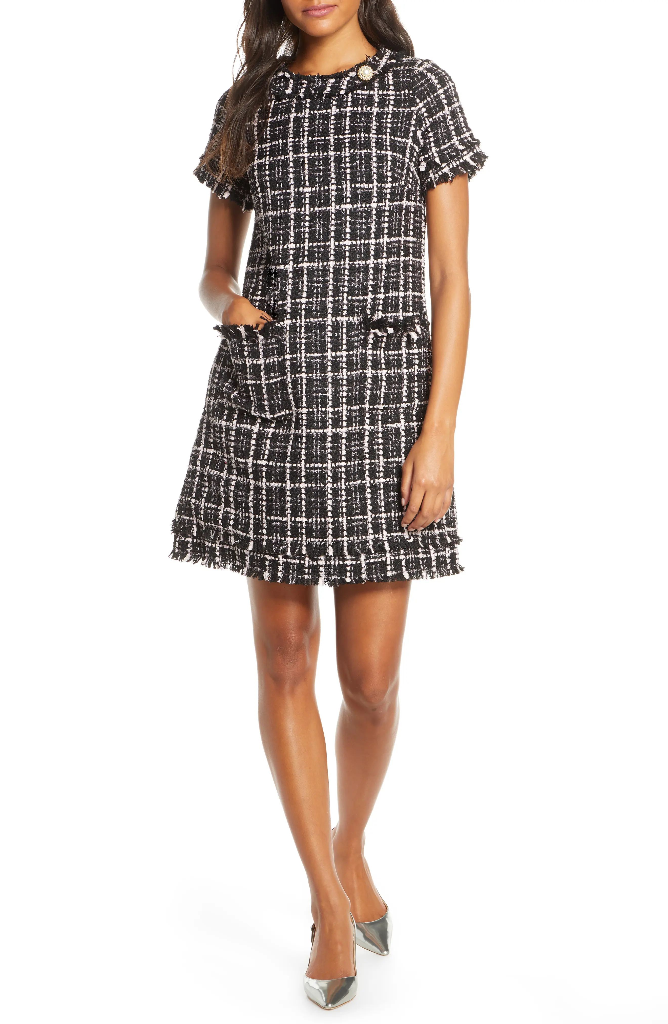 Harper Rose Tweed Shift Dress, Size 0 in Blk at Nordstrom | Nordstrom