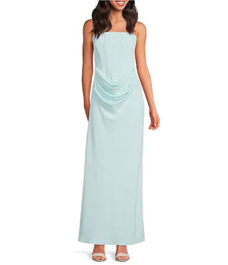 Gianni Bini Christen Crepe Corset Strapless Ruched Maxi Dress | Dillard's | Dillard's