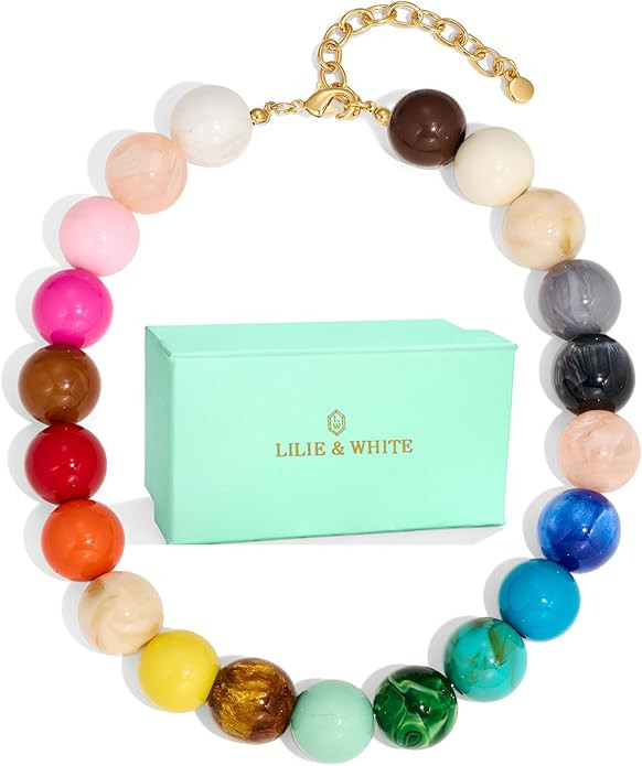 LILIE&WHITE Colorful Chunky Bead Necklaces For Women Trendy Boho Collar Statement Necklace Choker... | Amazon (US)
