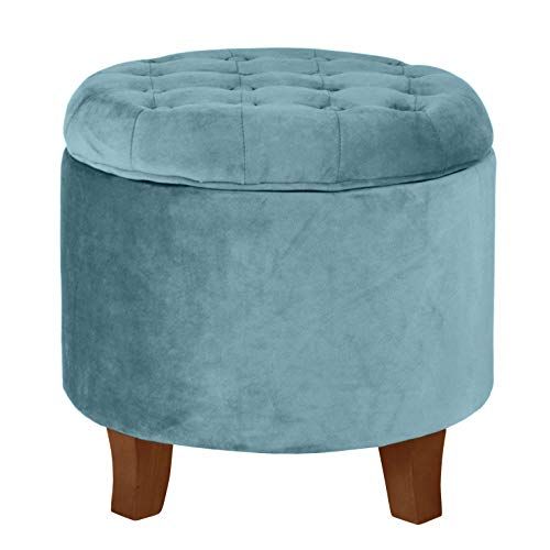 HomePop by Kinfine Fabric Upholstered Round Storage Ottoman - Velvet Button Tufted Ottoman with Remo | Amazon (US)