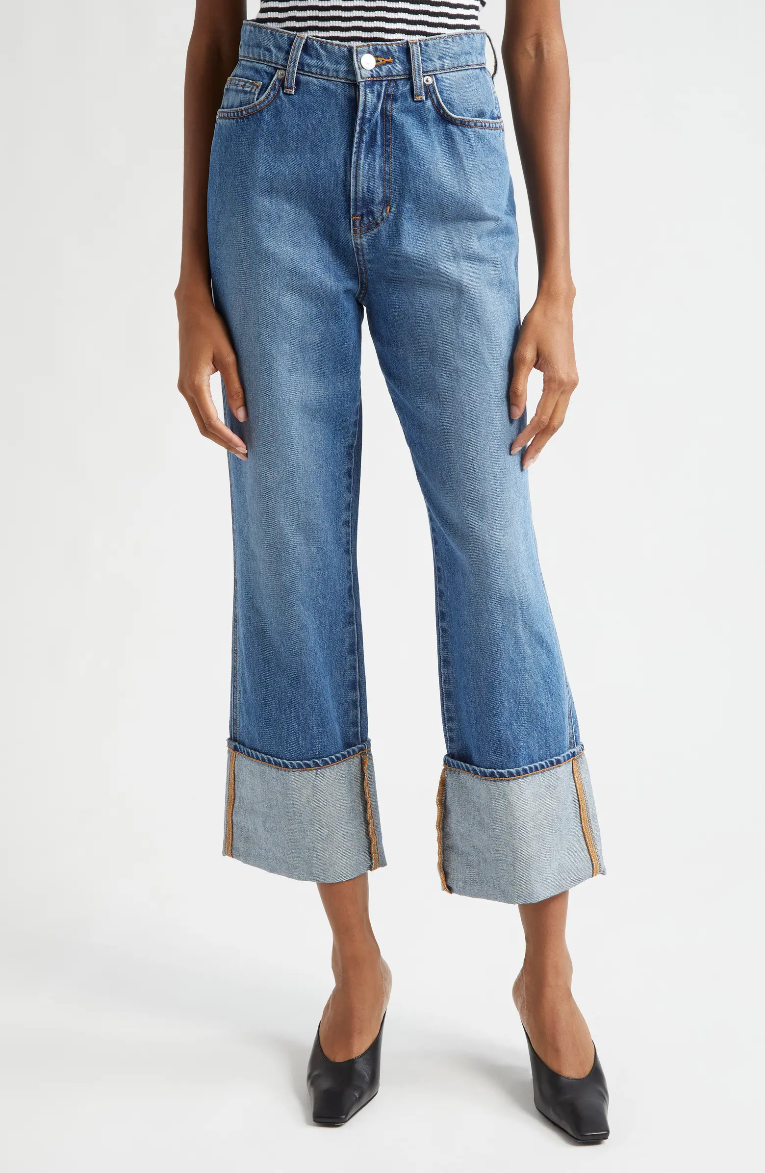 Veronica Beard Dylan Cuffed High Waist Relaxed Straight Leg Jeans | Nordstromrack | Nordstrom Rack