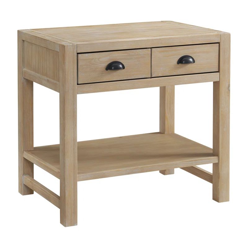 Arden 2-Drawer Wood Nightstand with Open Shelf | Wayfair North America