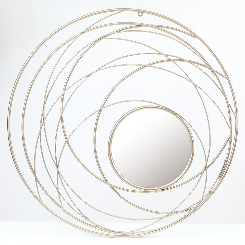 Winsome House Medium Round Iron Hooks Modern Mirror (27.4 in. H x 27.4 in. W) | The Home Depot