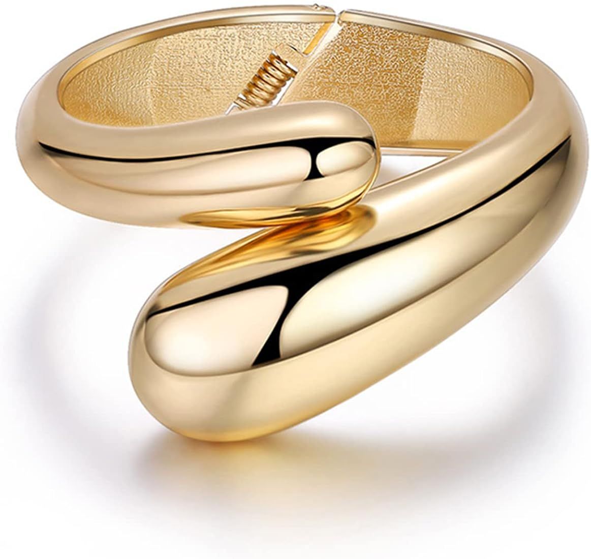 YANCHUN Gold Cuff Bracelets for Women Chunky Bangle Bracelets Hinge Gold Polished Frosted Bracele... | Amazon (US)