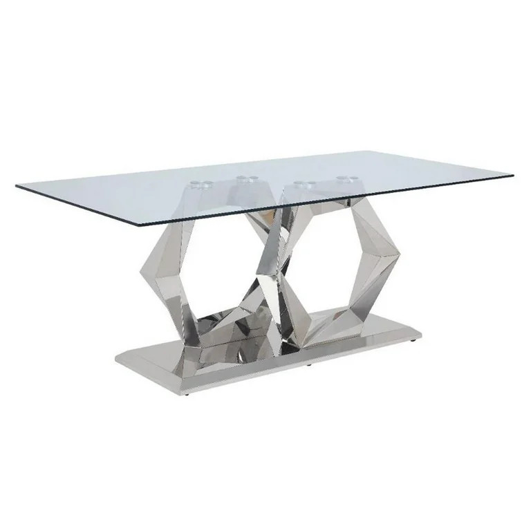 Acme Gianna Dining Table in Clear Glass and Stainless Steel Indoor | Walmart (US)