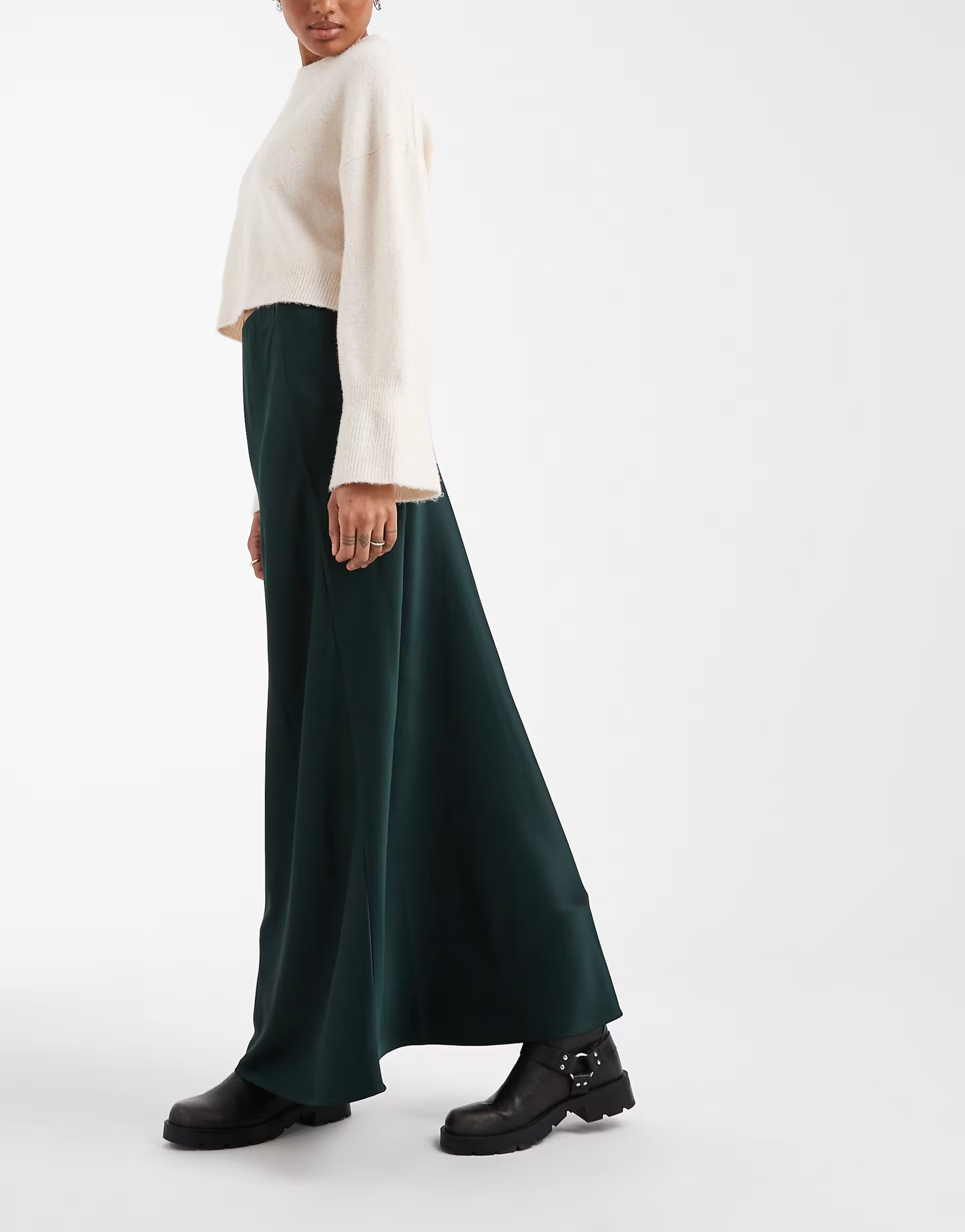Vero Moda Tall satin bias midi skirt in emerald green | ASOS | ASOS (Global)