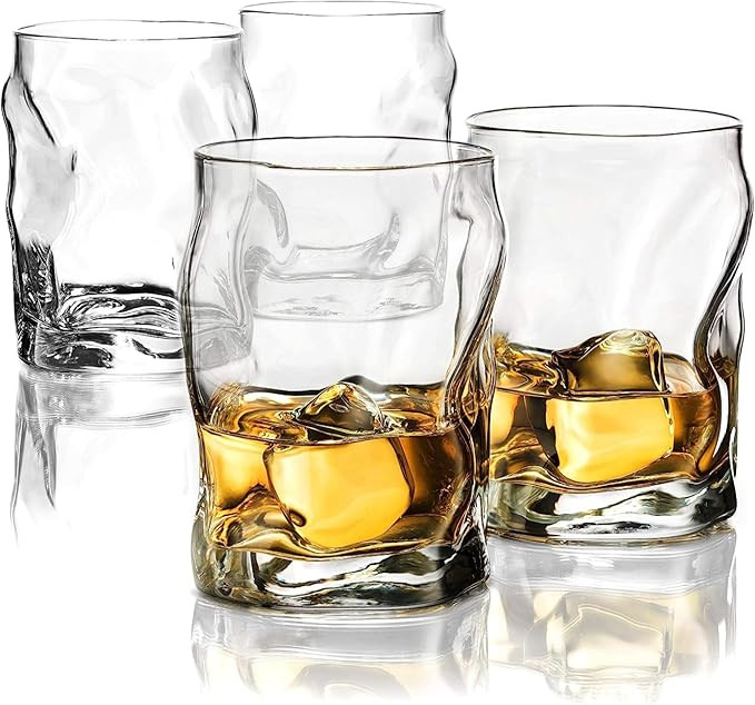 Bormioli Rocco 10.25 Oz Sorgente Rocks Whiskey Glass (Set of 4) - Boulder-Style Barware for Bourb... | Amazon (US)
