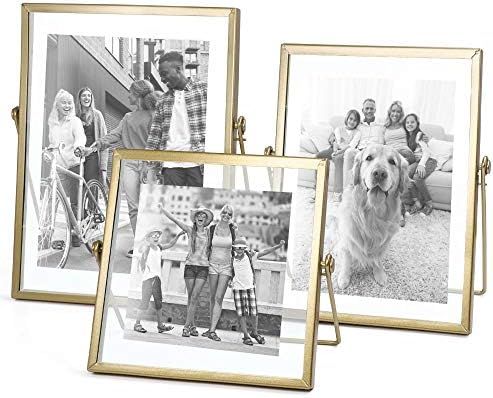 Set of 3 Glass Photo Frame Collection Simple Metal Geometric Picture Frame with Glass Cover Inclu... | Amazon (US)