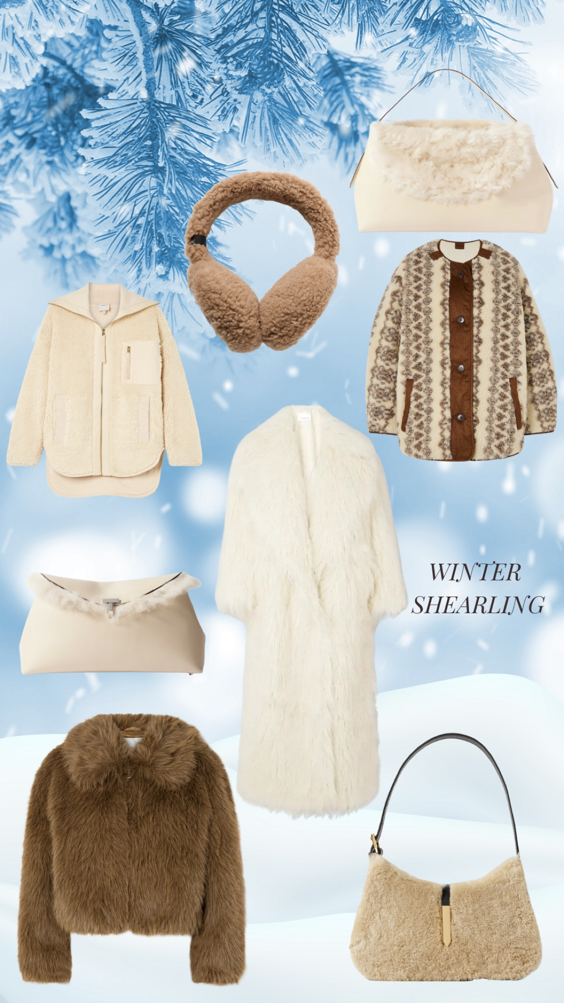 Winter Outfit Essentials, Demellier Tokyo Bag, Yves Salomon Earmuffs, Varley Jacket, Marant Etolie Teddy Jacket, Toteme Clutch, The Frankie Shop, Fur Coatt