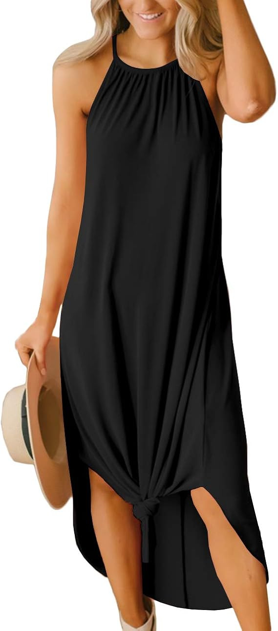 For G and PL Women's Summer Side Slit Halter Maxi Dress | Amazon (US)