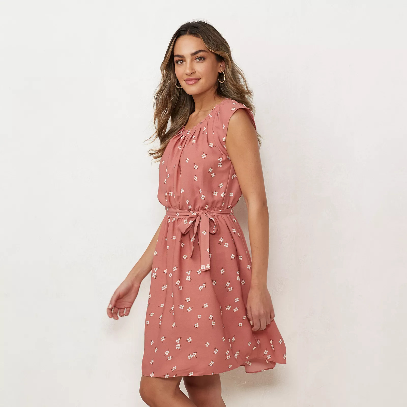 Women's LC Lauren Conrad Pleat Neck Dress, Size: XXL, Med Pink | Kohl's