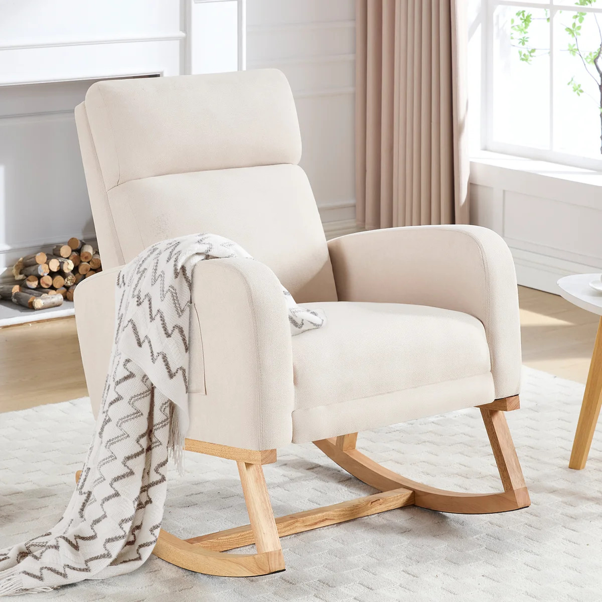 Anacely 28" Wide Rocker with Solid Wood and Footrest | Wayfair North America