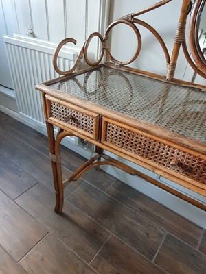 Mid Century Vintage Wicker Rattan Bamboo Dressing Table Desk &amp; Glass top  | eBay | eBay UK