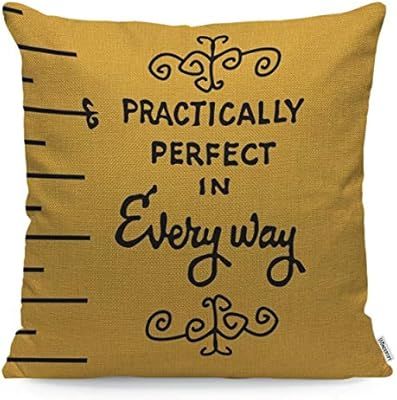 WONDERTIFY Pillow Cover Practically Perfect in Every Way Cute Quotes Prints Soft Linen Pillow Cas... | Amazon (US)