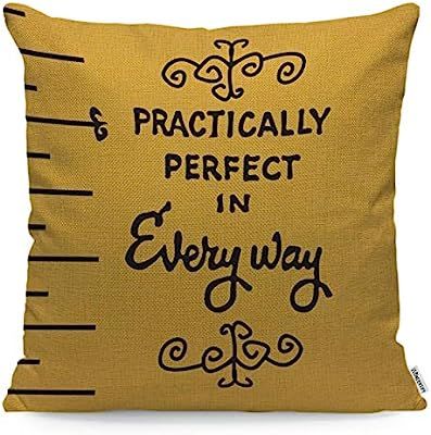 WONDERTIFY Pillow Cover Practically Perfect in Every Way Cute Quotes Prints Soft Linen Pillow Cas... | Amazon (US)